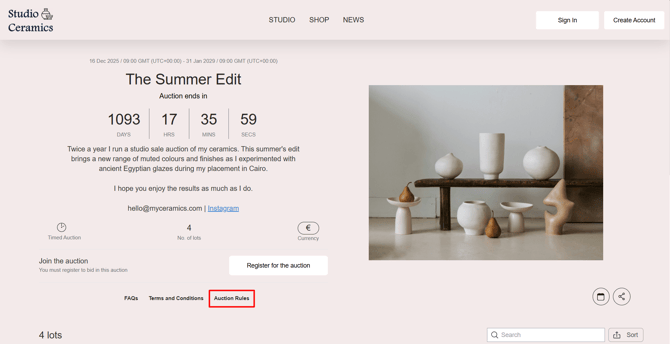 Auction Rules - Auction Page