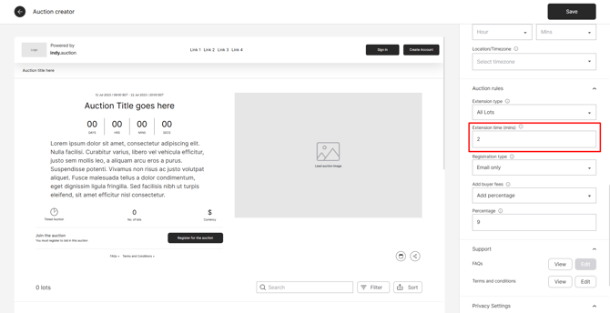Auction Rules - Extension Time